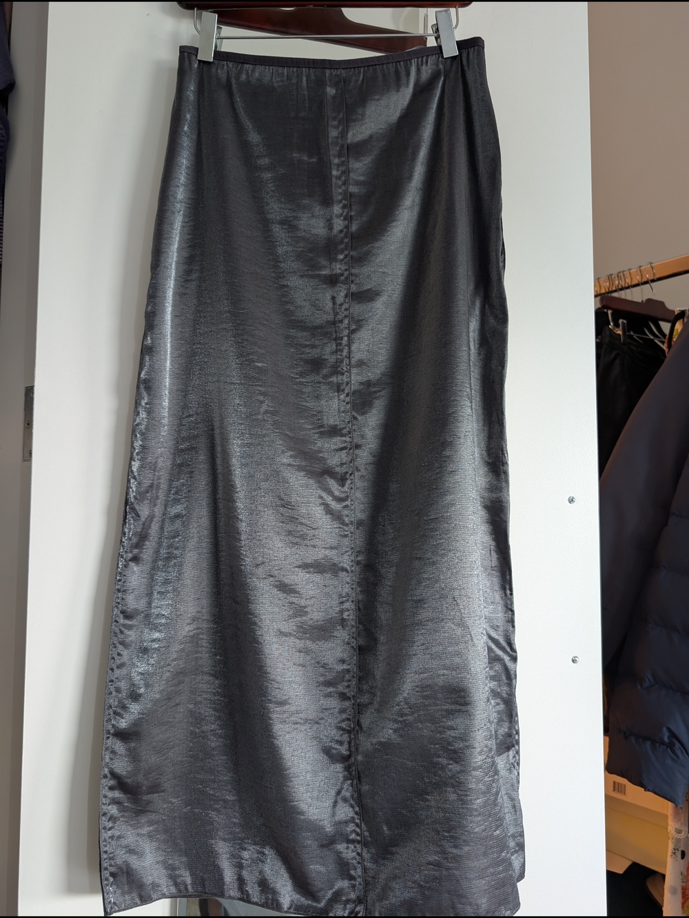 ZARA Women's Metallic Satin-Like Long Straight Skirt w/ Slit Size M NWT